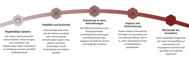 Softwarepflege im DAM mit Updates, Sicherheit, Support und langfristigem Werterhalt